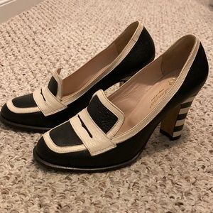 Fun, never worn heeled loafer! Stripes on heel! NWOT